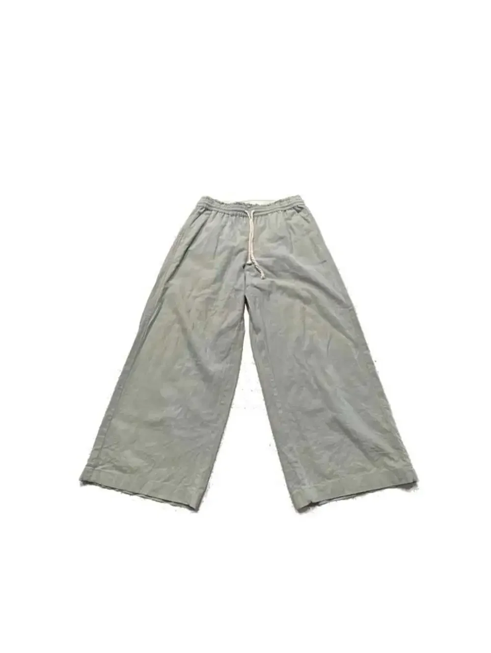 J.Crew Factory Women's Sage Green Linen Cotton Blend Wide-Leg Paper-Bag Pants Si
